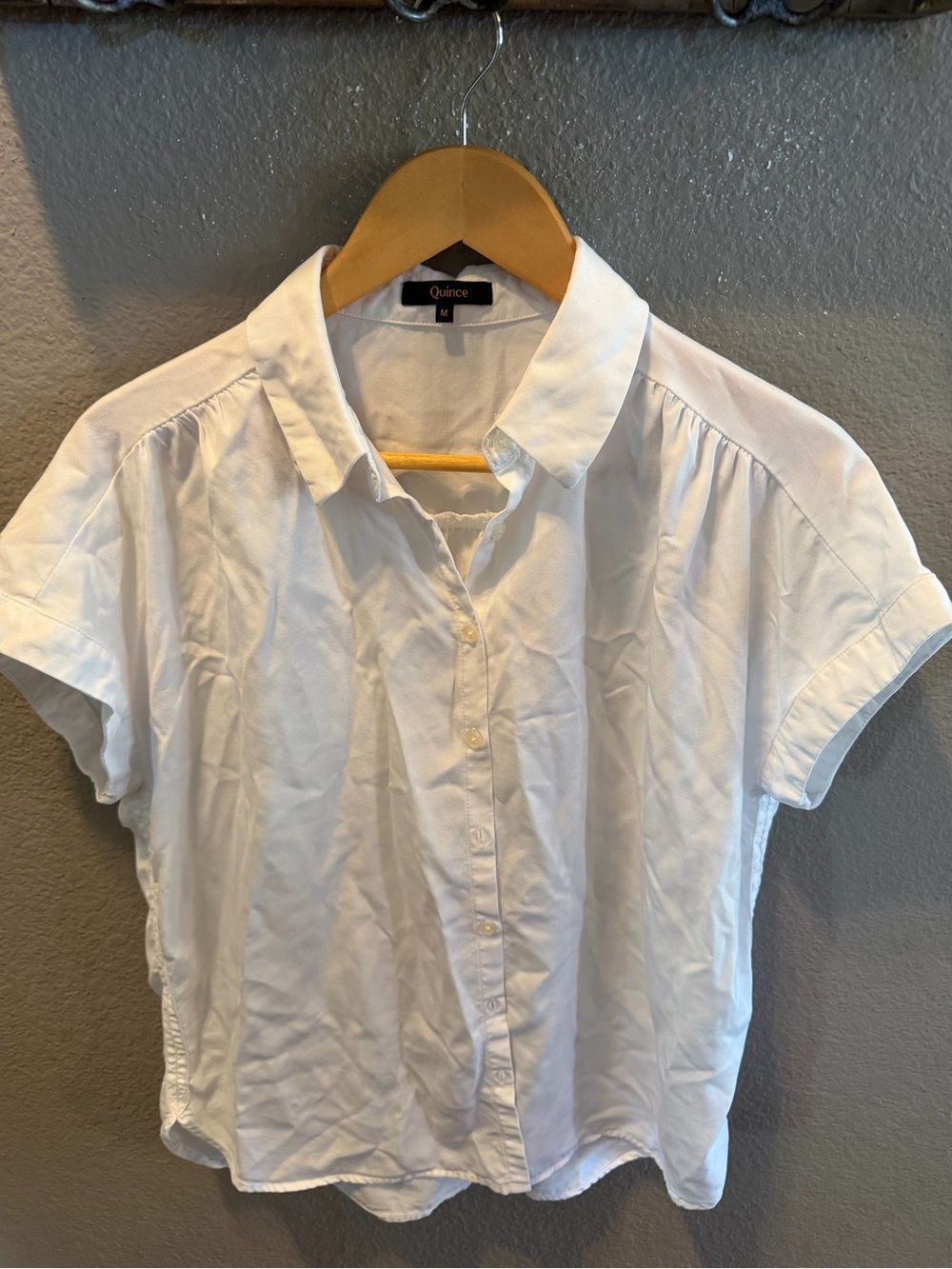 Quince Vintage Wash Tencel Camp Shirt White M 100% Lyocell NWOT Oversized